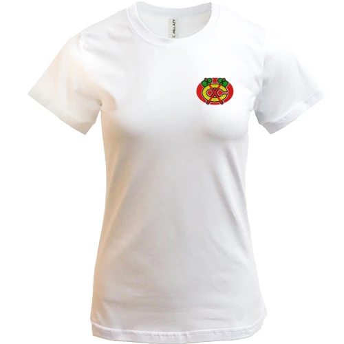 Женская футболка, Белый, с вышитыми томагавками Chicago Blackhawks