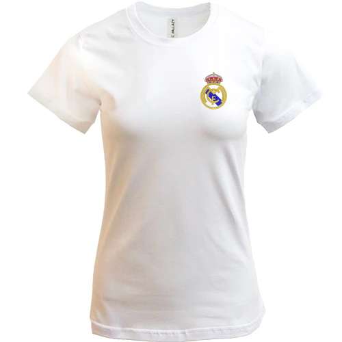 Жіноча футболка, Білий, Real Madrid з вишитою емблемою