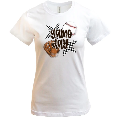 Женская футболка, Белый, Game Day Baseball