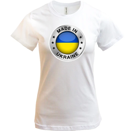 Женская футболка, Белый, со значком «Made in Ukraine»