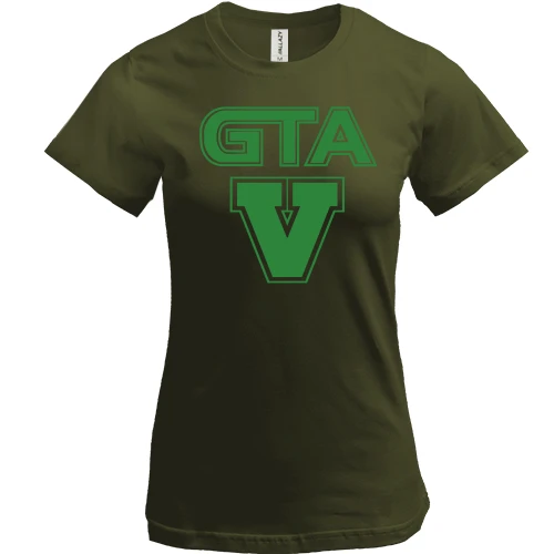 Женская футболка, Черный, GTA V с зелёным логотипом