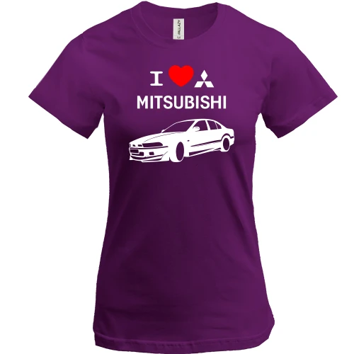 Женская футболка I love mitsubishi
