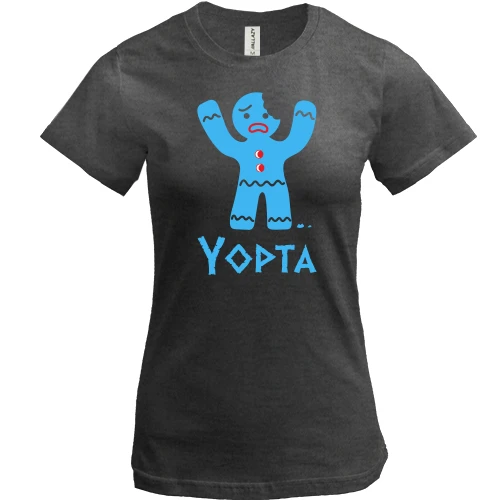 Женская футболка, Черный, с печенькой и надписью Yopta