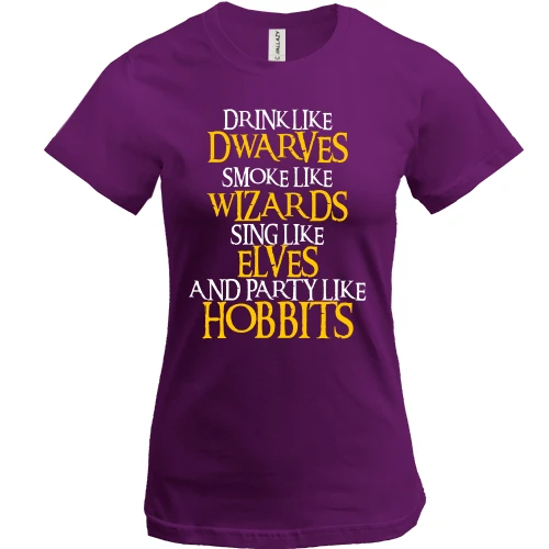 Женская футболка, Фиолетовый, Party like Hobbits