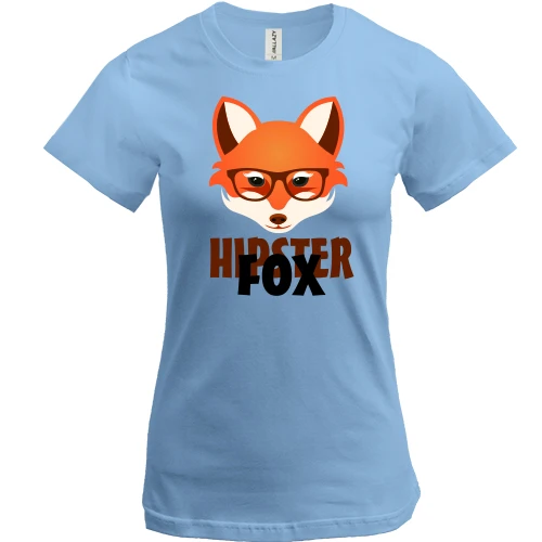 Жіноча футболка, Синій, з лисицею Hipster Fox