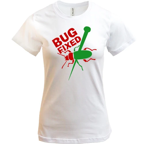 Женская футболка, Белый, с жуком Bug fixed