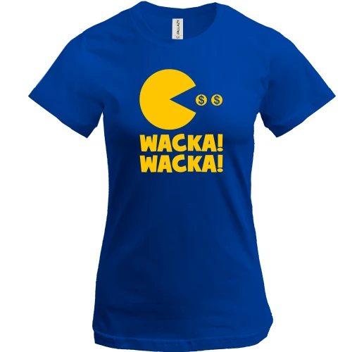 Женская футболка, Синий, Packman Wacka wacka