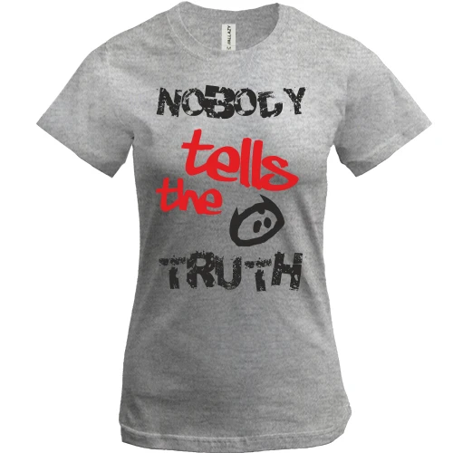 Женская футболка, Серый меланж, Nobody tells the truth