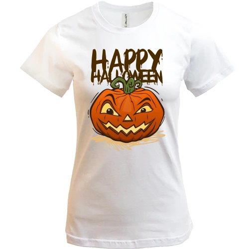 Женская футболка, Синий, с надписью Happy Halloween