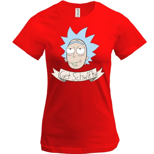 Женская футболка, Красный, get Schwifty