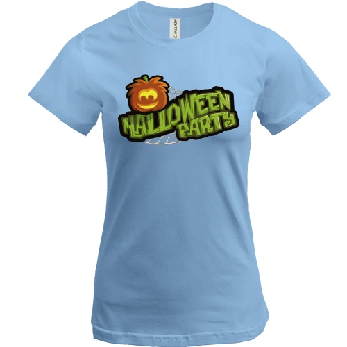 Жіноча футболка, Синій, з написом Halloween party (Вечірка)