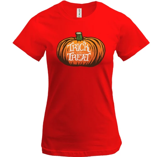 Жіноча футболка, Червоний, з гарбузом Trick or Treat