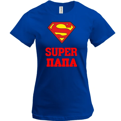 Женская футболка, Белый, Super папа