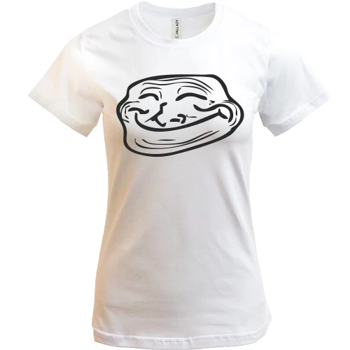 Женская футболка Троллфэйс довольный (Trollface Happy))