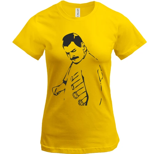 Женская футболка, Желтый, Freddie Mercury