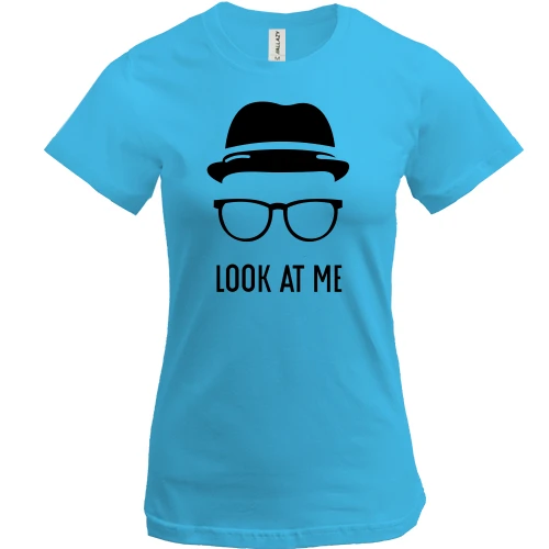 Жіноча футболка, Білий, з капелюхом і окулярами Look at me