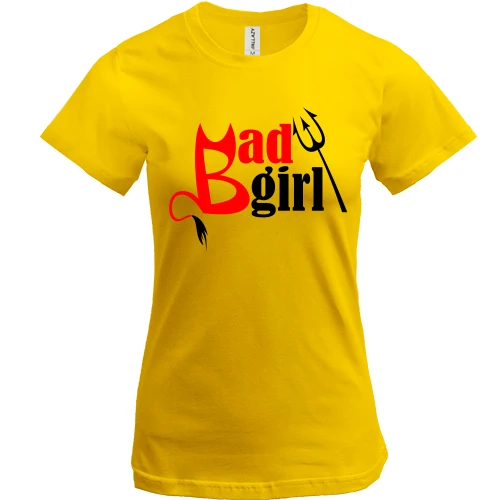 Жіноча футболка, Жовтий, з рогами і вилами Bad girl