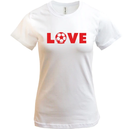 Женская футболка, Белый, Love футбол