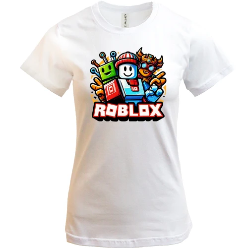 Жіноча футболка, Синій, з групою персонажів Roblox