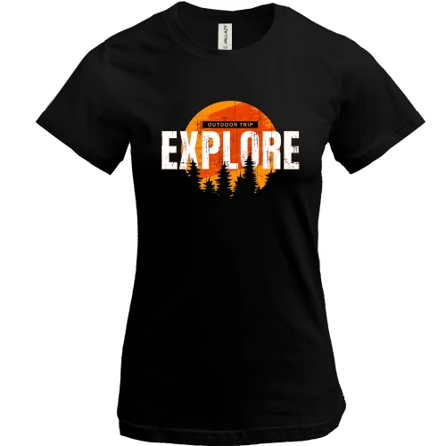 Женская футболка, черный, Explore - The Great Outdoor (2)