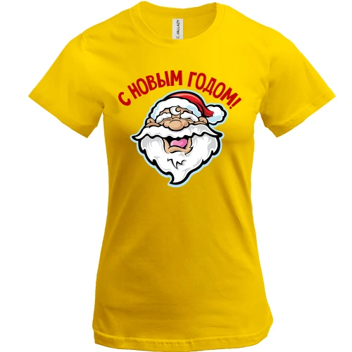 Жіноча футболка, Жовтий, з Сантою З Новим роком!!