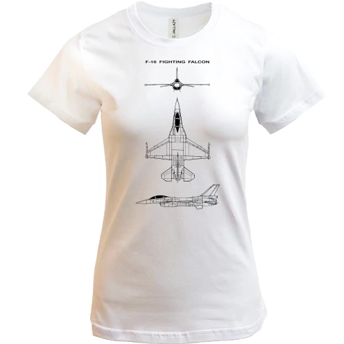 Женская футболка, Белый, F-16 Fighting Falcon