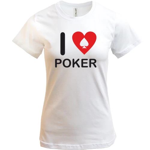 Женская футболка, Черный, I love Poker