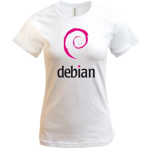 Женская футболка, Белый, Debian