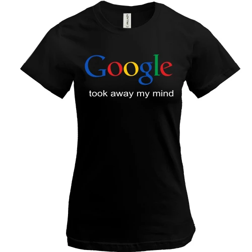 Женская футболка, Черный, Google took away my mind