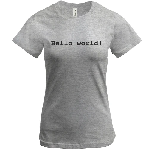 Женская футболка, Серый меланж, Hello World!