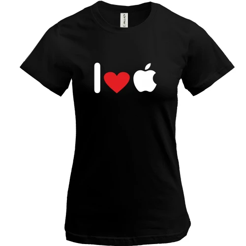 Жіноча футболка, Чорний, I love apple
