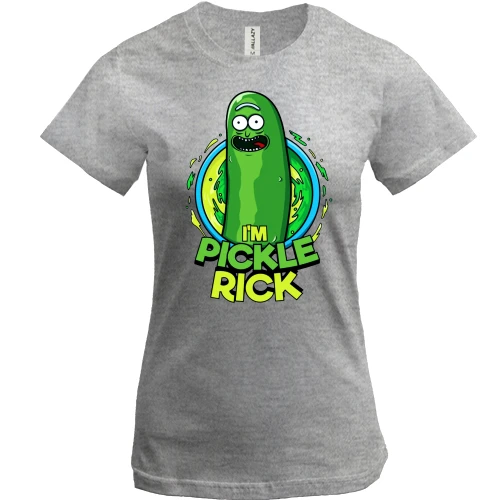 Женская футболка, Серый меланж, pickle Rick