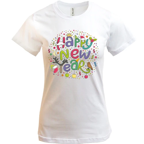 Женская футболка, Белый, Happy New Year (2)
