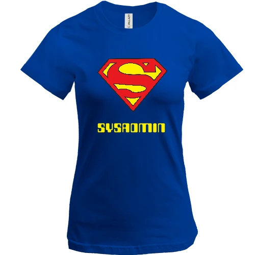 Женская футболка, Синий, Superman для сисадмина