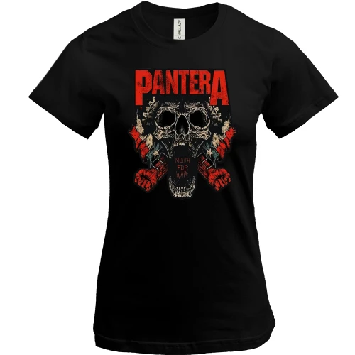 Женская футболка, Черный, Pantera (с черепом)