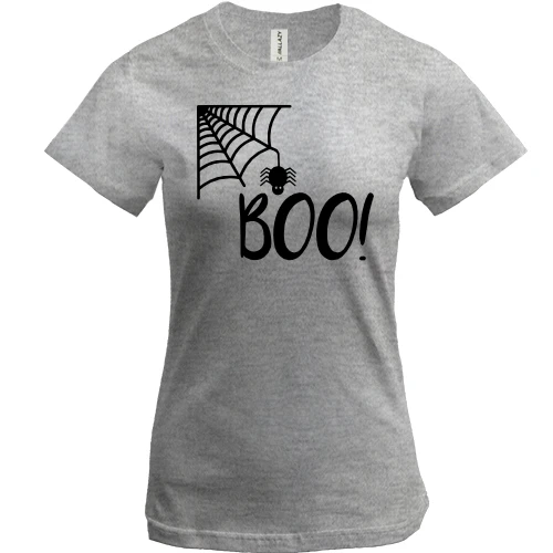 Женская футболка, Серый меланж, Boo!