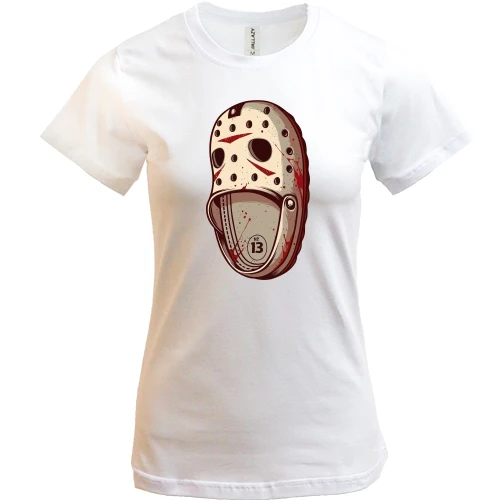 Женская футболка, Белый, Crocs Джейсон Вурхиз