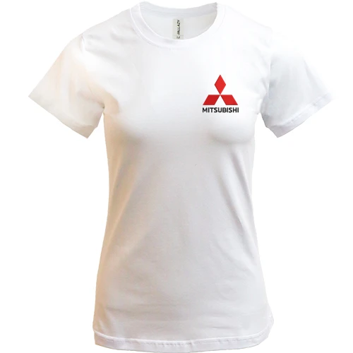 Жіноча футболка, Білий, з лого Mitsubishi