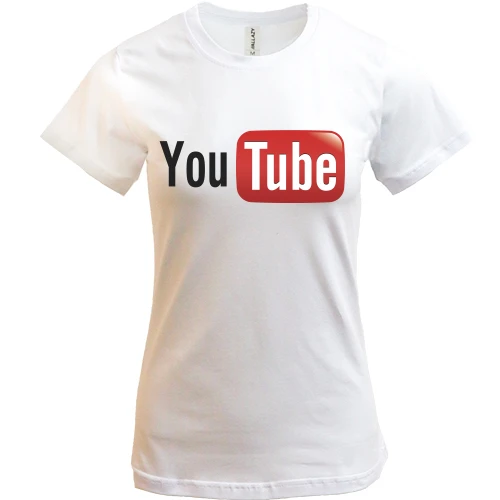 Женская футболка, белый, с логотипом YouTube