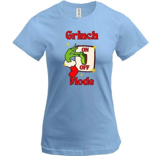 Женская футболка, синий, Grinch Mode ON-OFF