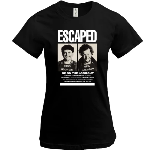 Женская футболка, Черный, Escaped (Грабители Один Дома)
