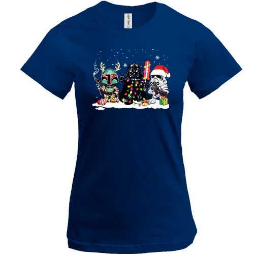 Женская футболка, Синий, Star Wars New Year Team