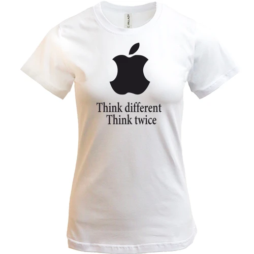 Женская футболка, белый, Apple - Think twice