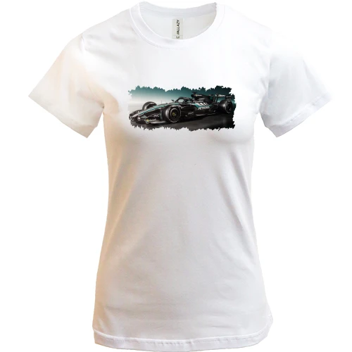 Женская футболка, Белый, Mercedes F1