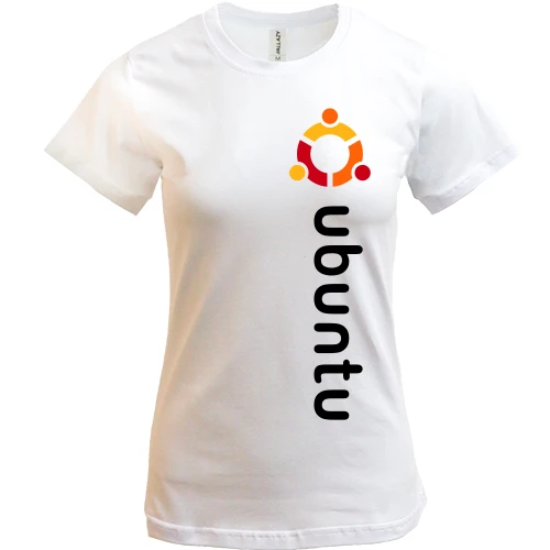 Женская футболка, черный, ubuntu. Men.