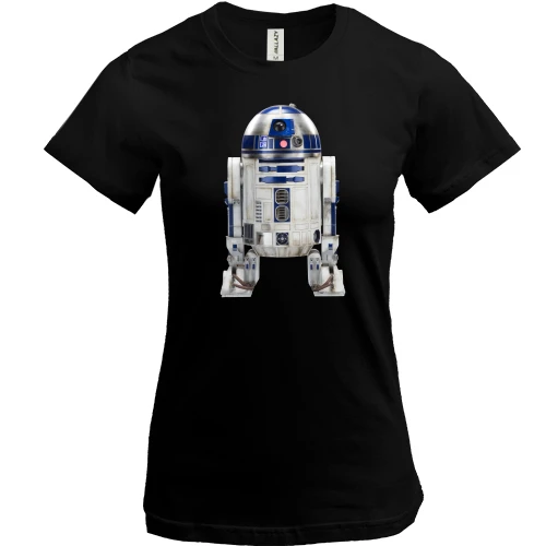 Женская футболка, Черный, с рисунком робота R2 D2