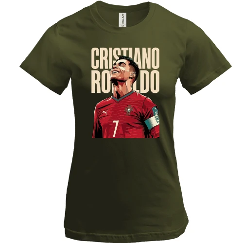 Жіноча футболка, Хакі, з принтом «Cristiano Ronaldo»