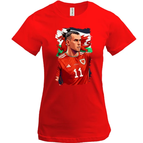 Женская футболка, Красный, Gareth Bale