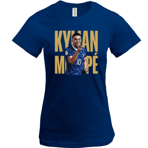 Женская футболка, Синий, Kylian Mbappé (4)