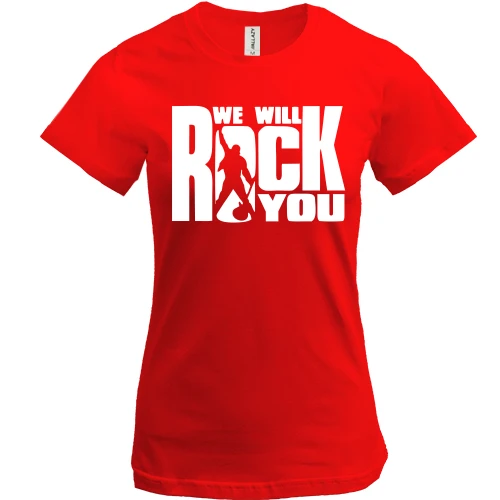 Женская футболка, Красный, "We will rock you"